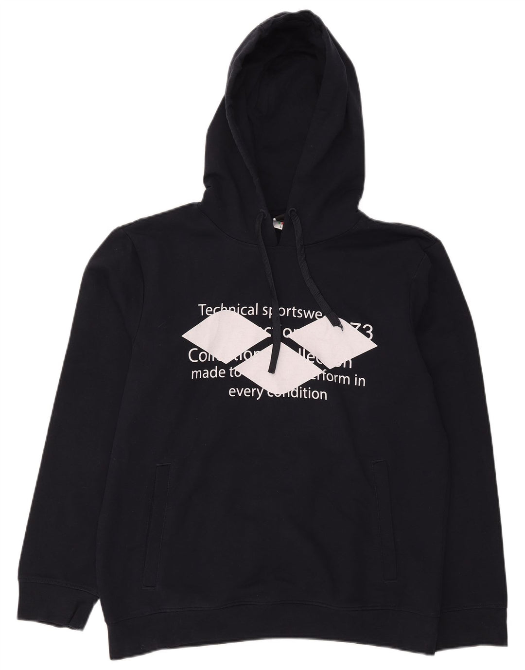 ARENA Mens Graphic Hoodie Jumper Large Navy Blue Polyester