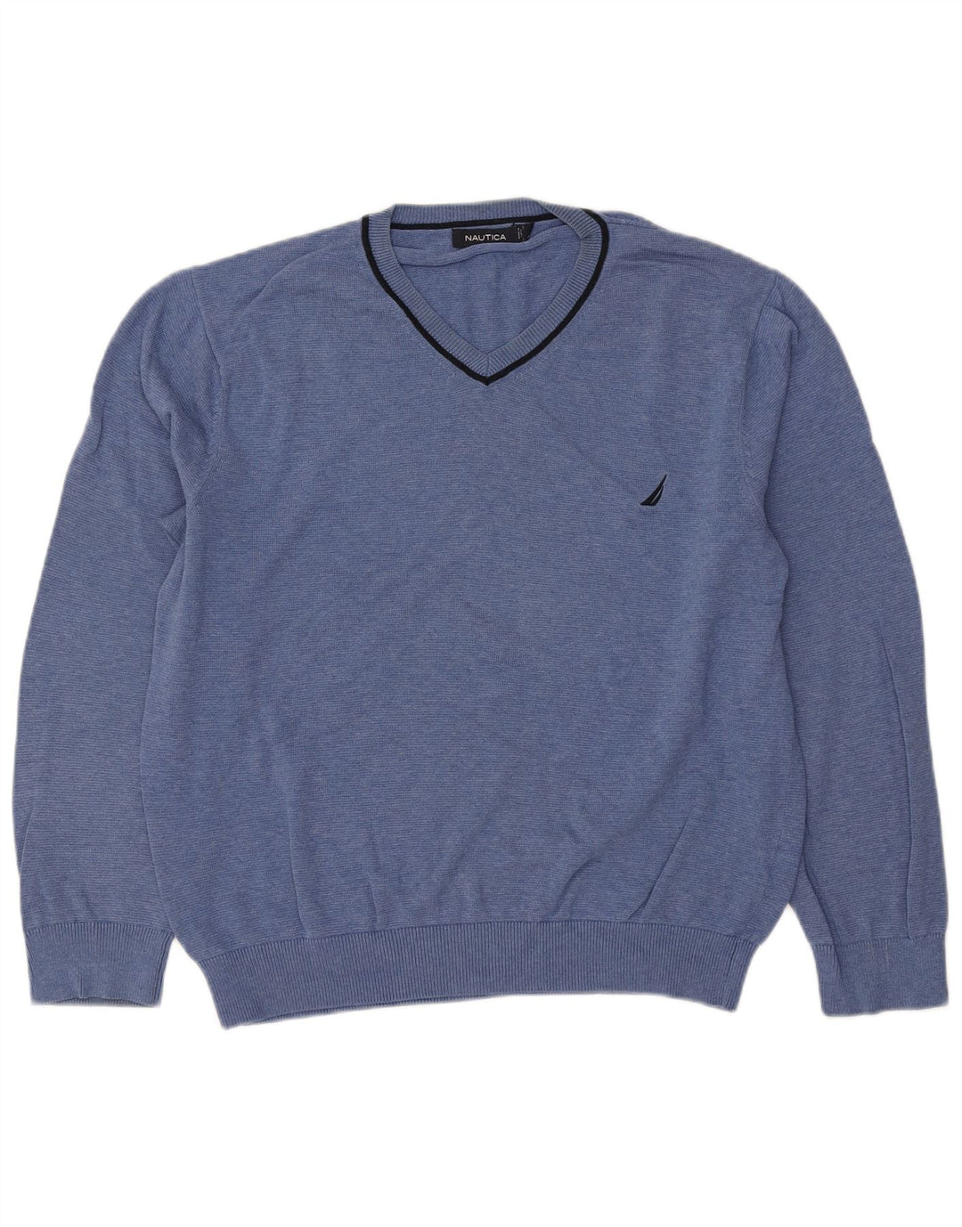 Nautica Jersey con cuello en V para hombre, talla grande, algodón azul