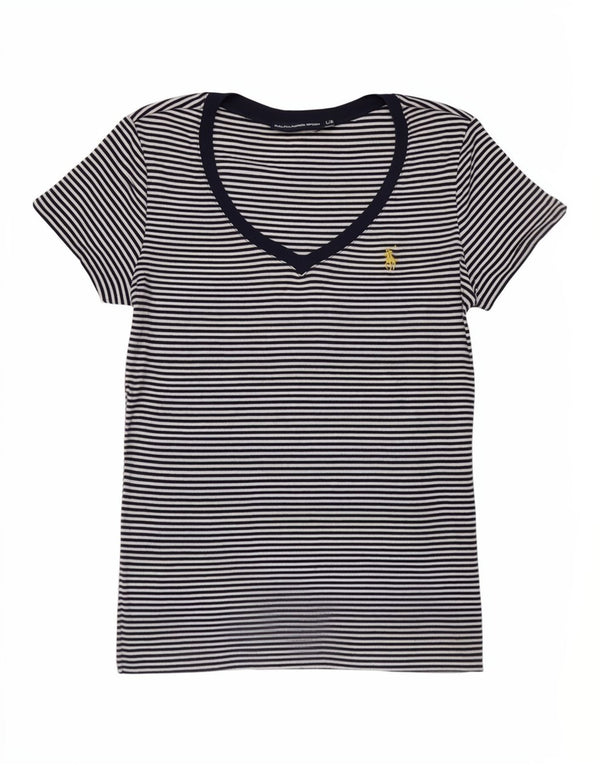 Ralph Lauren - Camiseta para mujer, talla 40, talla grande, color azul marino, rayas náuticas