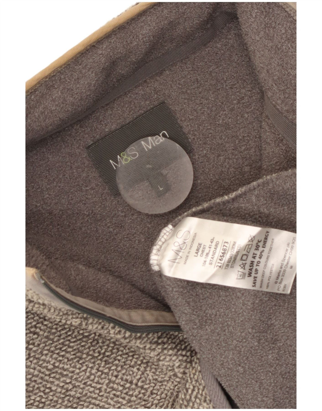 Marks & Spencer - Sudadera con cuello y cremallera para hombre, talla grande, poliéster gris