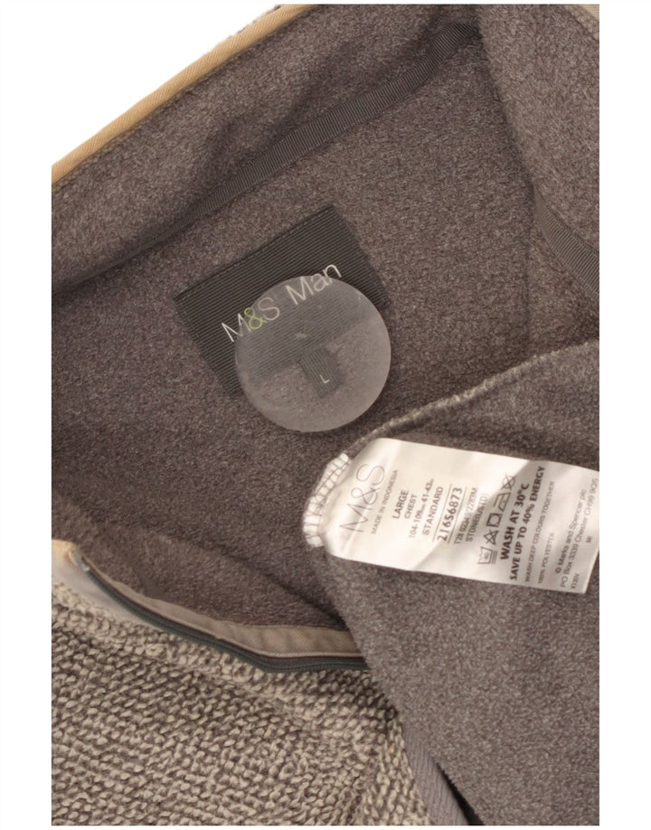 Marks & Spencer - Sudadera con cuello y cremallera para hombre, talla grande, poliéster gris