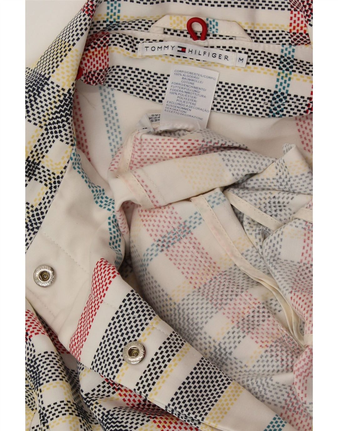 TOMMY HILFIGER Abrigo para mujer UK 14 Mediano Off White Check Cotton