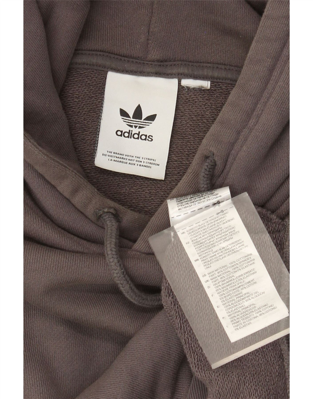 Adidas Hombre Sudadera Con Capucha Jumper Gris Medio Algodón