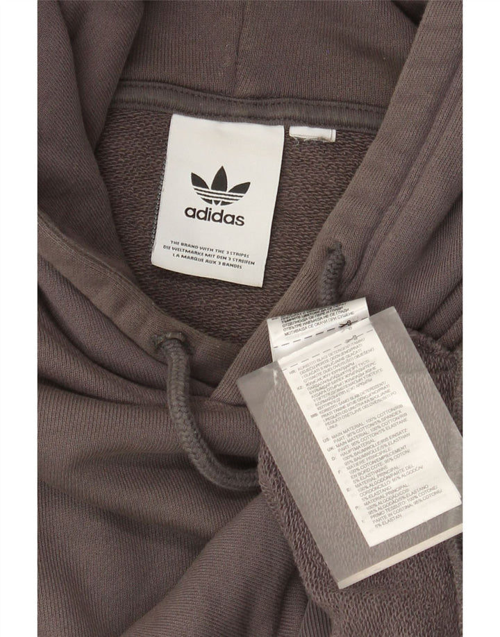 Adidas Hombre Sudadera Con Capucha Jumper Gris Medio Algodón