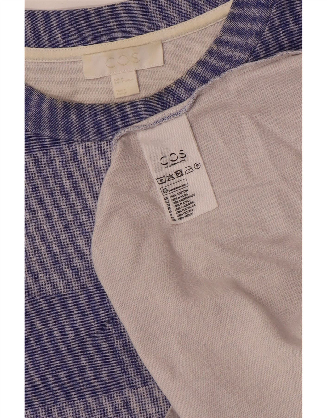 Cos Camiseta para hombre Top de algodón a cuadros azul medio