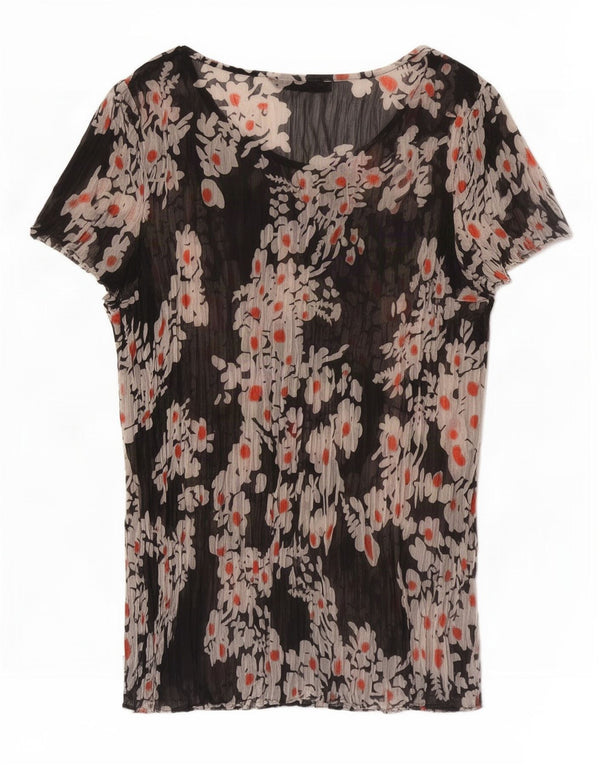 Marks & Spencer Blusa transparente para mujer UK 46 Grande Negro Floral