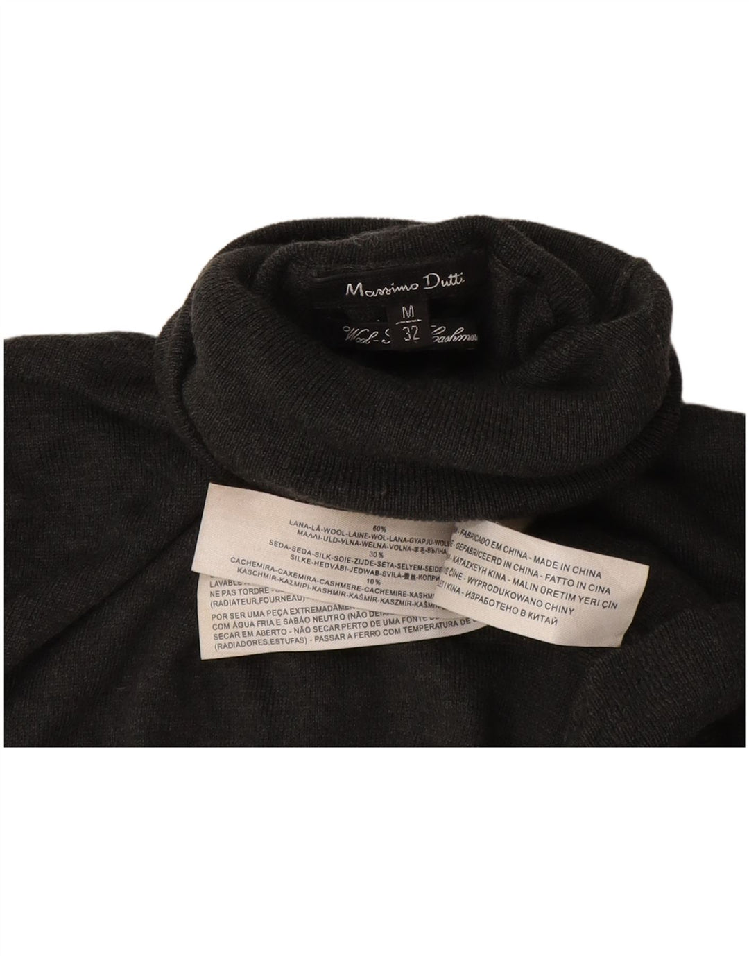 Massimo Dutti Jersey de cuello vuelto para mujer UK 42 Lana gris medio