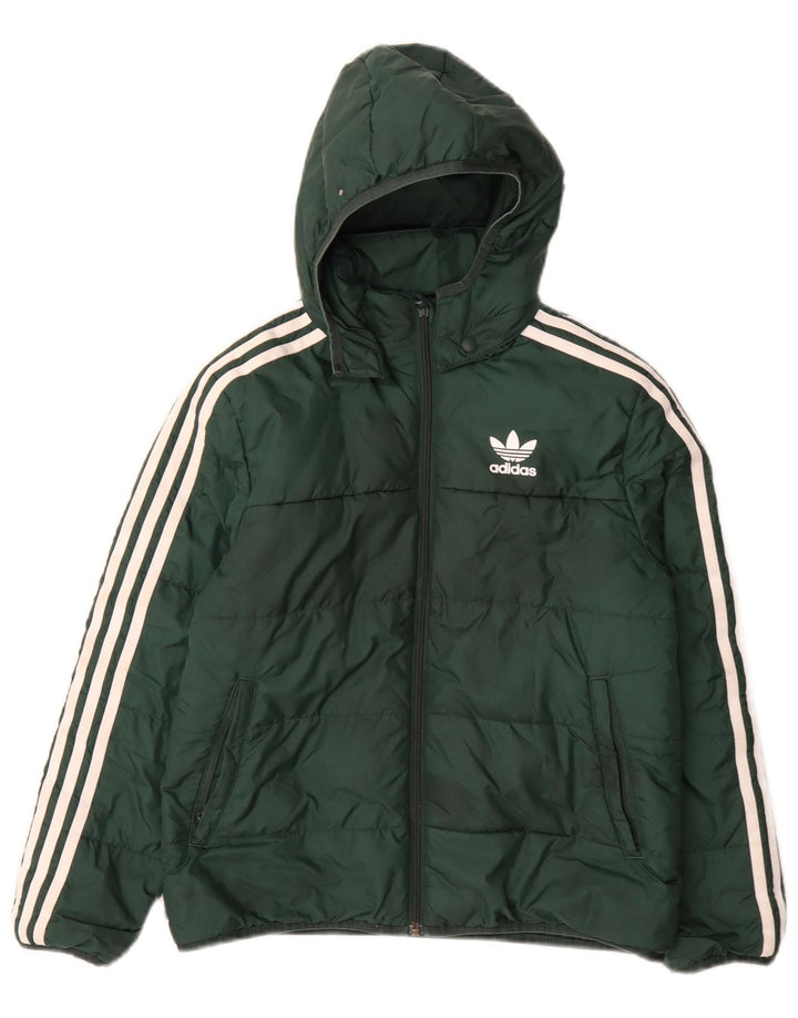 Adidas Chaqueta acolchada con capucha para niño 10-11 años Verde Poliéster