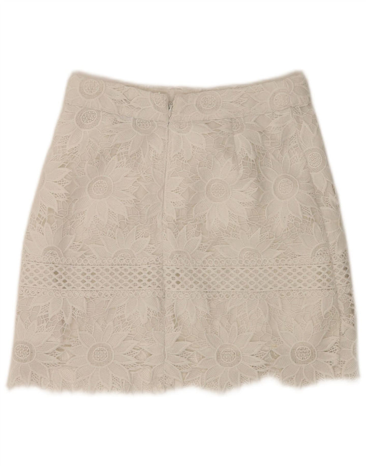 Topshop Minifalda para mujer UK 8 Small W28 Poliéster floral blanco
