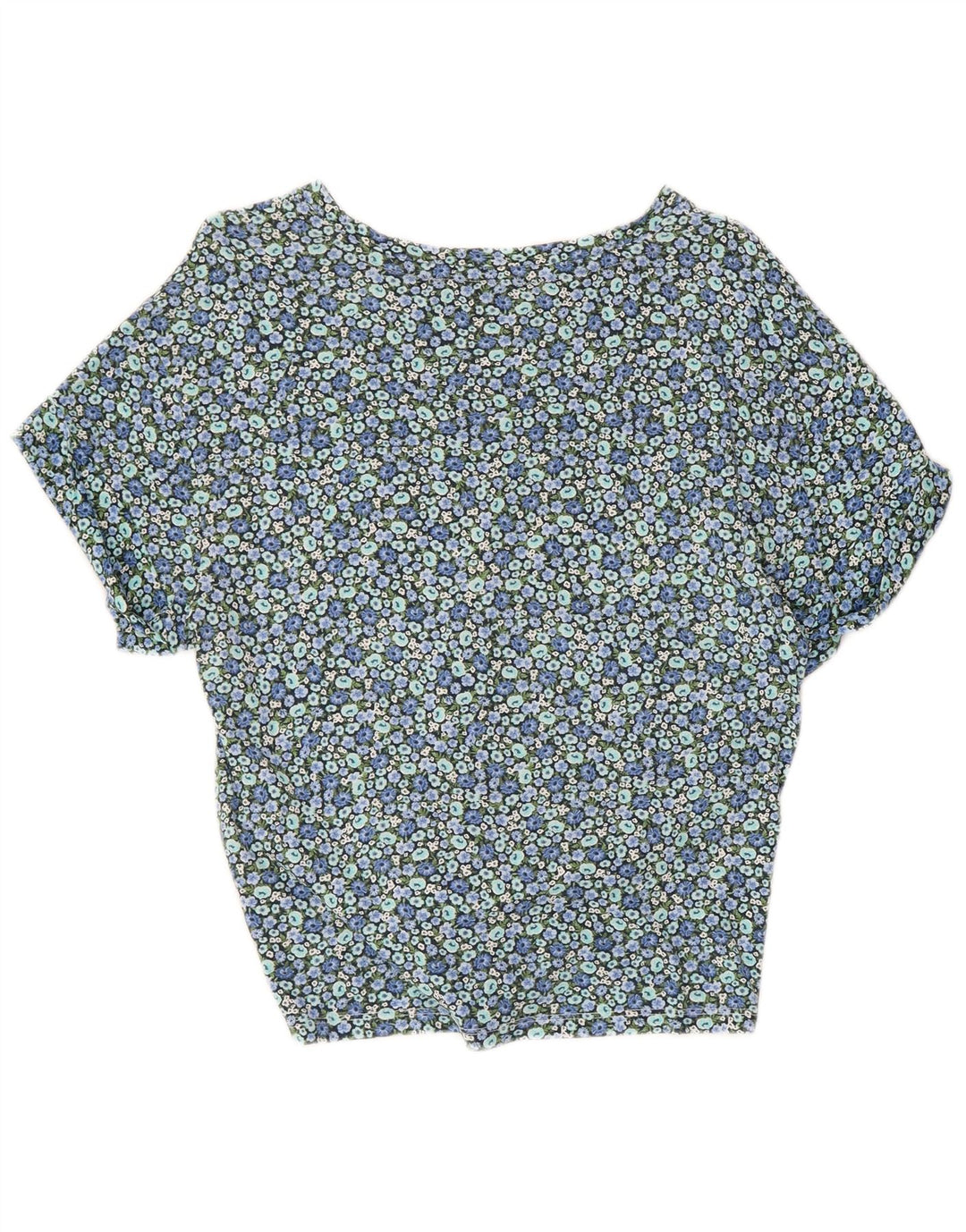 TOMMY HILFIGER Blusa corta para mujer UK 10 Small Blue Floral Cotton