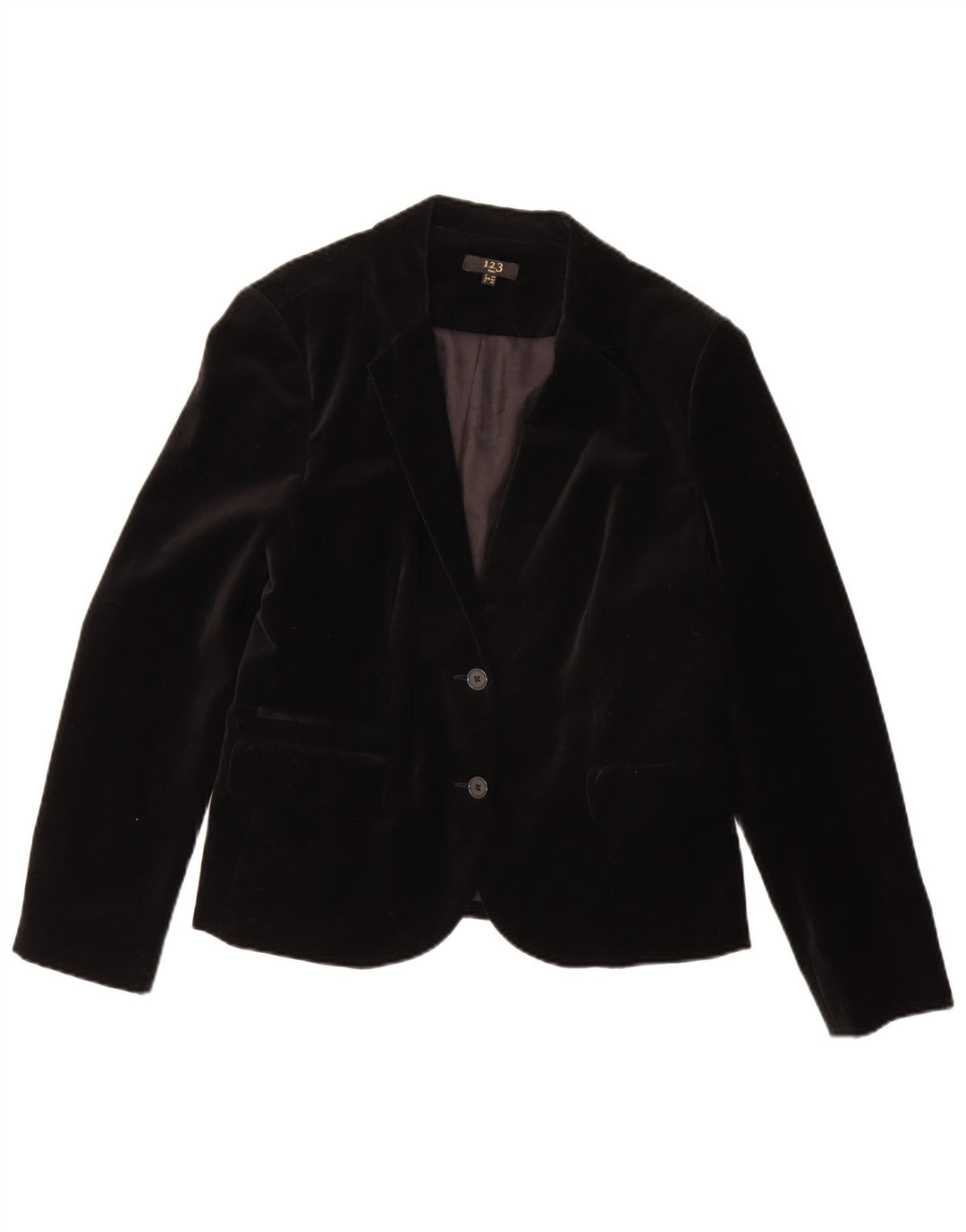 1.2.3 PARIS Chaqueta tipo blazer de terciopelo con 2 botones para mujer EU 44 Mediana Algodón negro