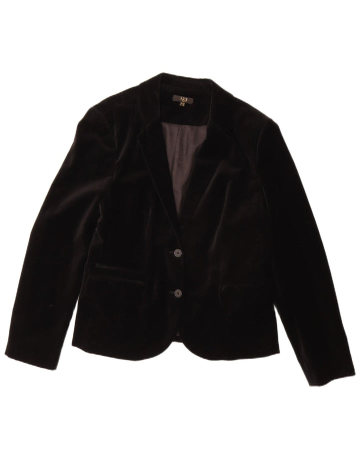 1.2.3 PARIS Chaqueta tipo blazer de terciopelo con 2 botones para mujer EU 44 Mediana Algodón negro