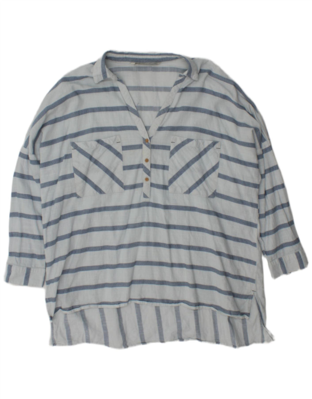 Zara Mujer Blusa Oversize Top UK 40 XL Rayas Azules