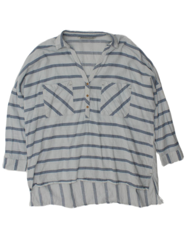 Zara Womens Oversized Blouse Top UK 18 XL Blue Striped