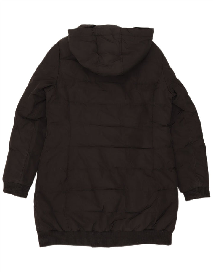 Zara Mujer Abrigo Acolchado Con Capucha ES 40 XL Poliéster Negro