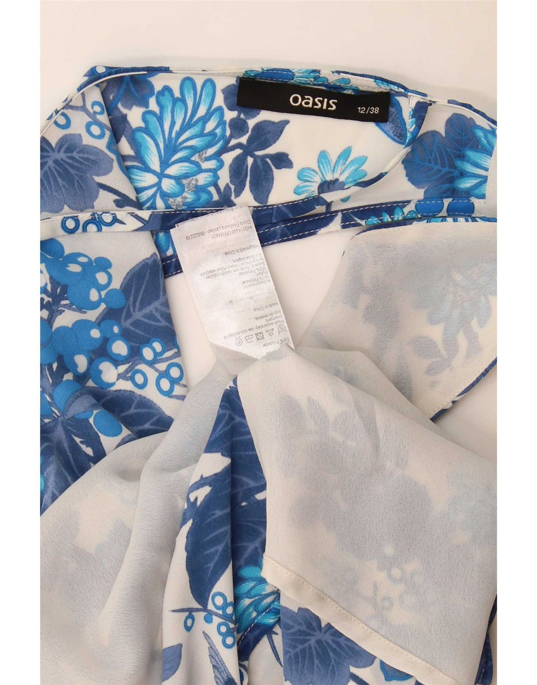 Oasis Blusa sin mangas para mujer Top UK 42 Poliéster floral azul medio