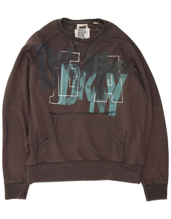 Dkny Hombre Sudadera Gráfica Jumper XL Algodón Gris