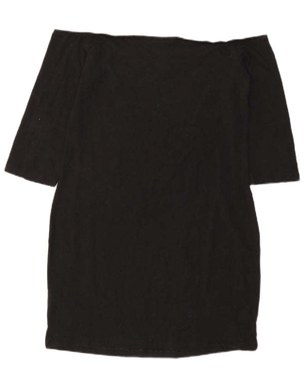 ADIDAS Vestido con hombros descubiertos para mujer UK 40 XL Algodón negro