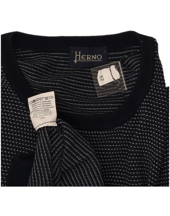 HERNO Jersey de cuello redondo para hombre IT 52 Large Azul marino Algodón