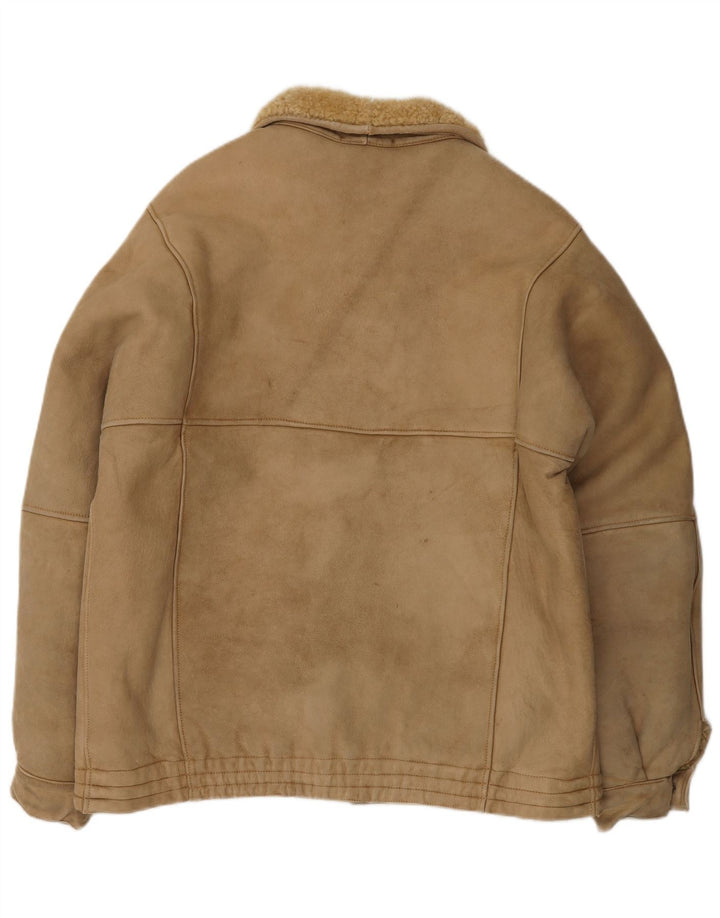 Vintage hombres shearling chaqueta Reino Unido 38 marrón medio