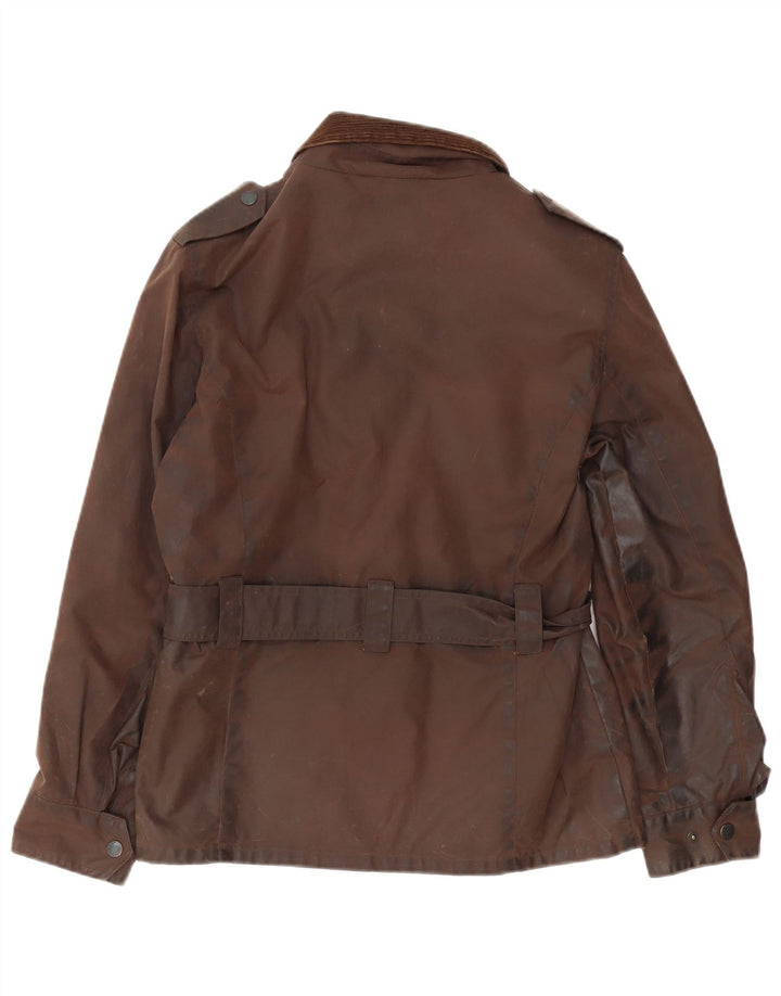 Crane Chaqueta militar de gran tamaño para mujer, encerada, Reino Unido 10, pequeña, marrón