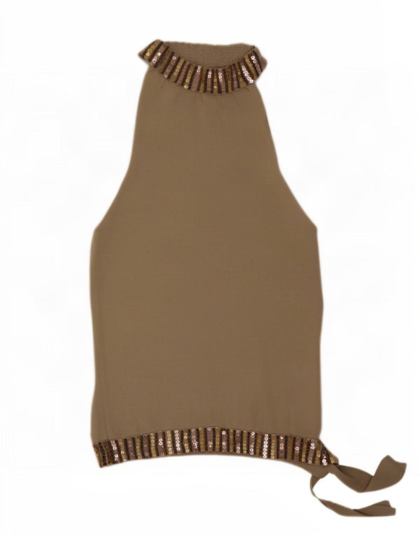 Zara Mujer Halter Top UK 42 Rayón Gris Medio