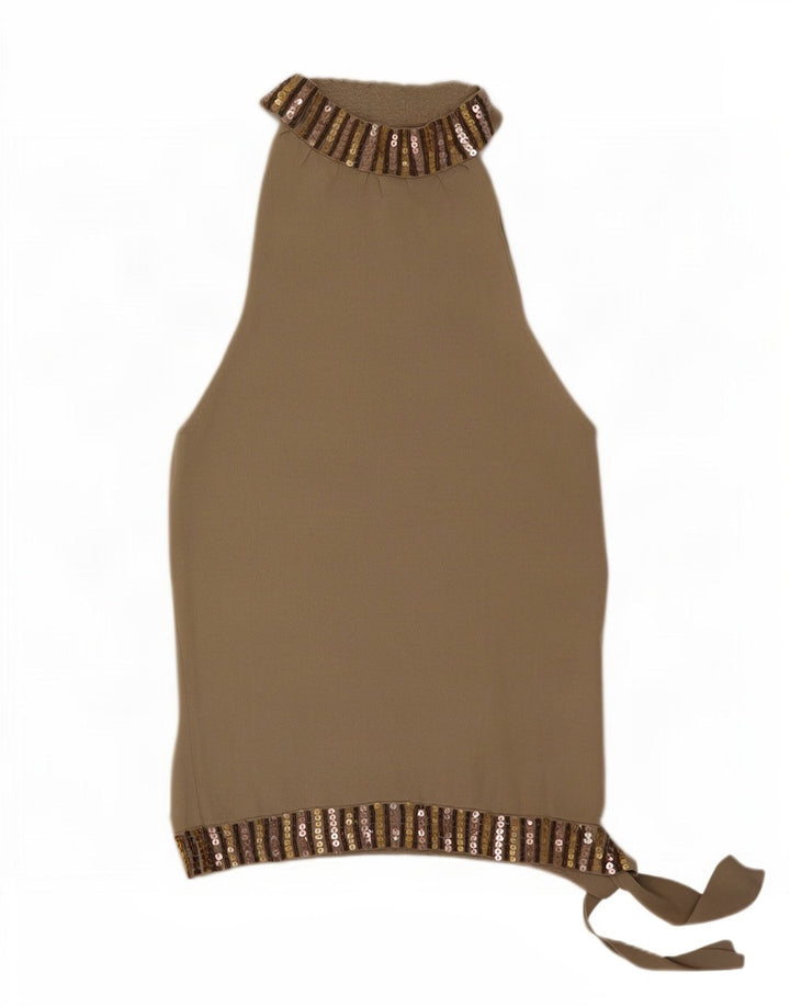 Zara Mujer Halter Top UK 42 Rayón Gris Medio