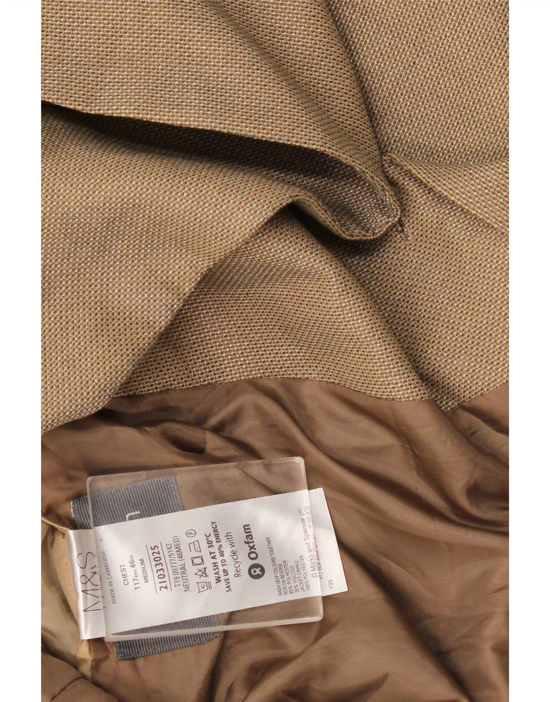 Marks & Spencer Chaqueta tipo blazer de 2 botones para hombre UK 46 XL Poliéster beige