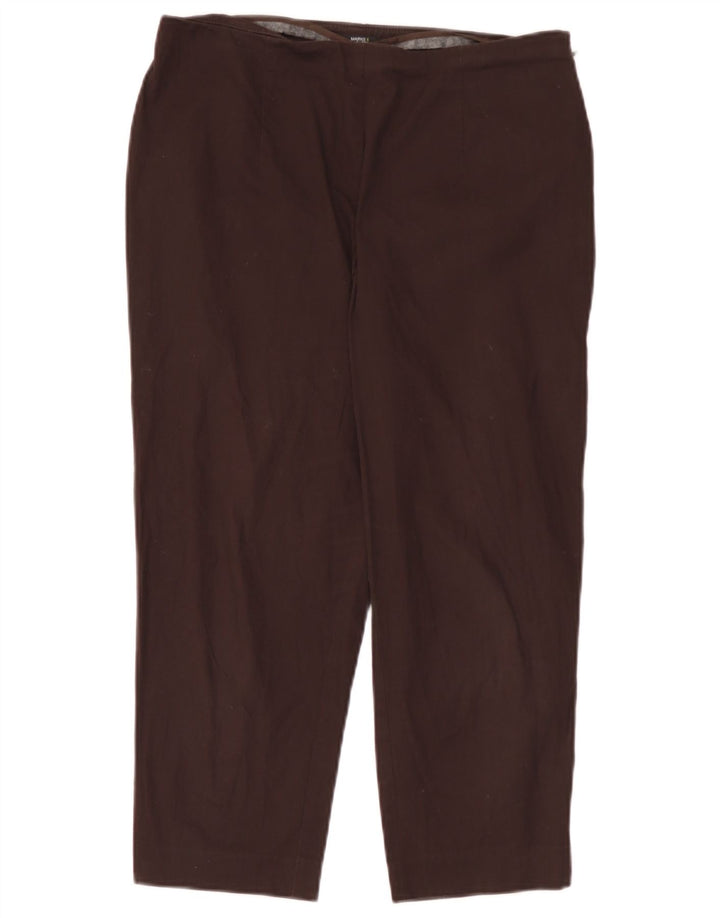 Marks & Spencer Pantalones Capri Rectos para Mujer UK 12 Medium W30 L22 Marrón