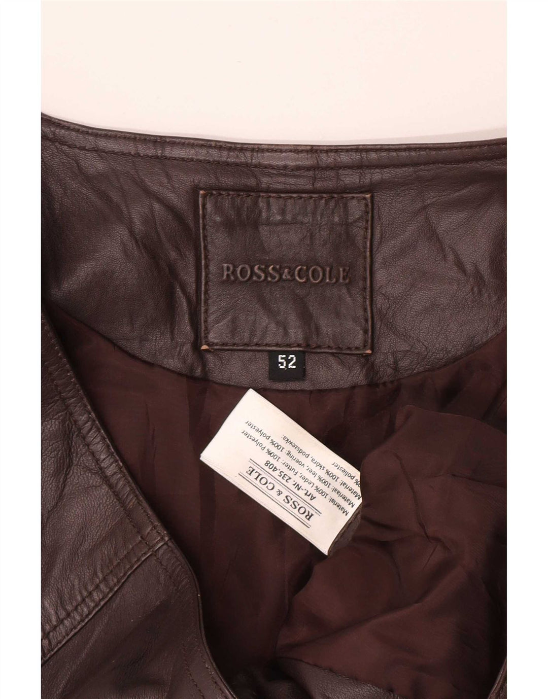 Ross&Cole Chaleco de cuero para hombre IT 52 XL Marrón