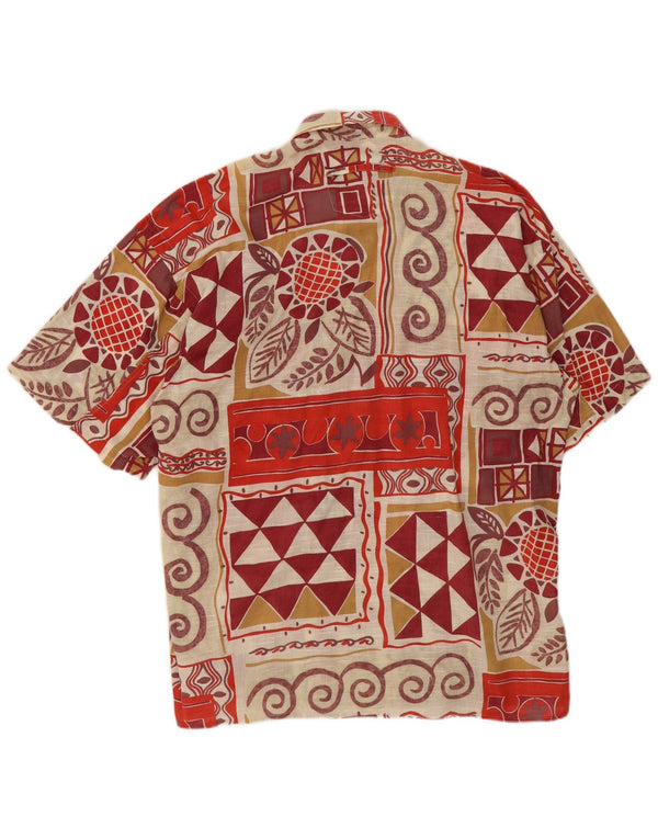 Camisa vintage de manga corta para hombre talla 41/42 grande roja geométrica