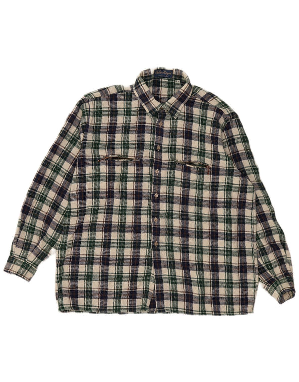 Camisa de franela vintage para hombre XL Cuadro multicolor
