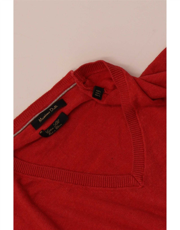 Massimo Dutti Jersey Con Cuello En V Hombre Large Rojo Algodón