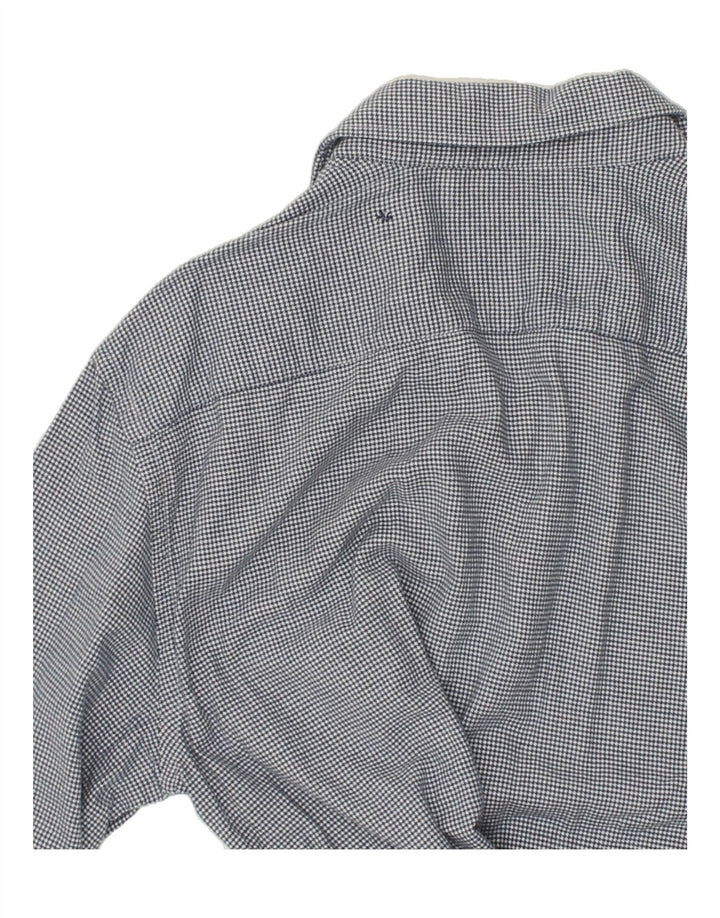MASSIMO DUTTI Mens Shirt Large Navy Blue Houndstooth Cotton Vintage Massimo Dutti and Second-Hand Massimo Dutti from Messina Hembry 