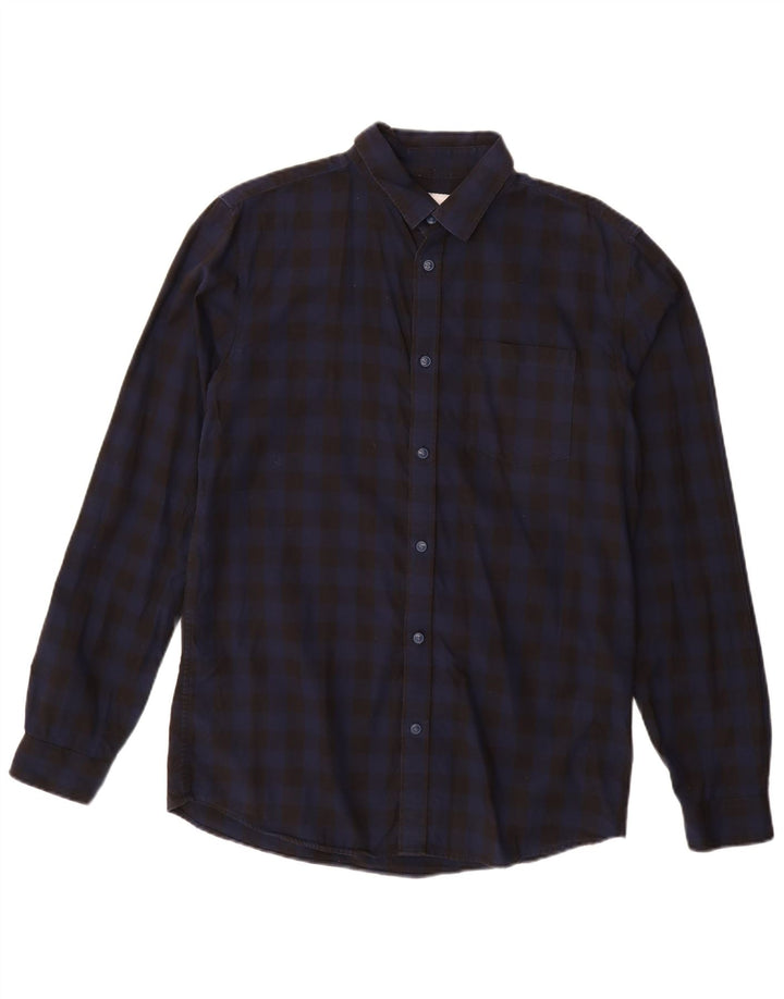 JACK & JONES Hombre Slim Fit Camisa Grande De Algodón A Cuadros Negro