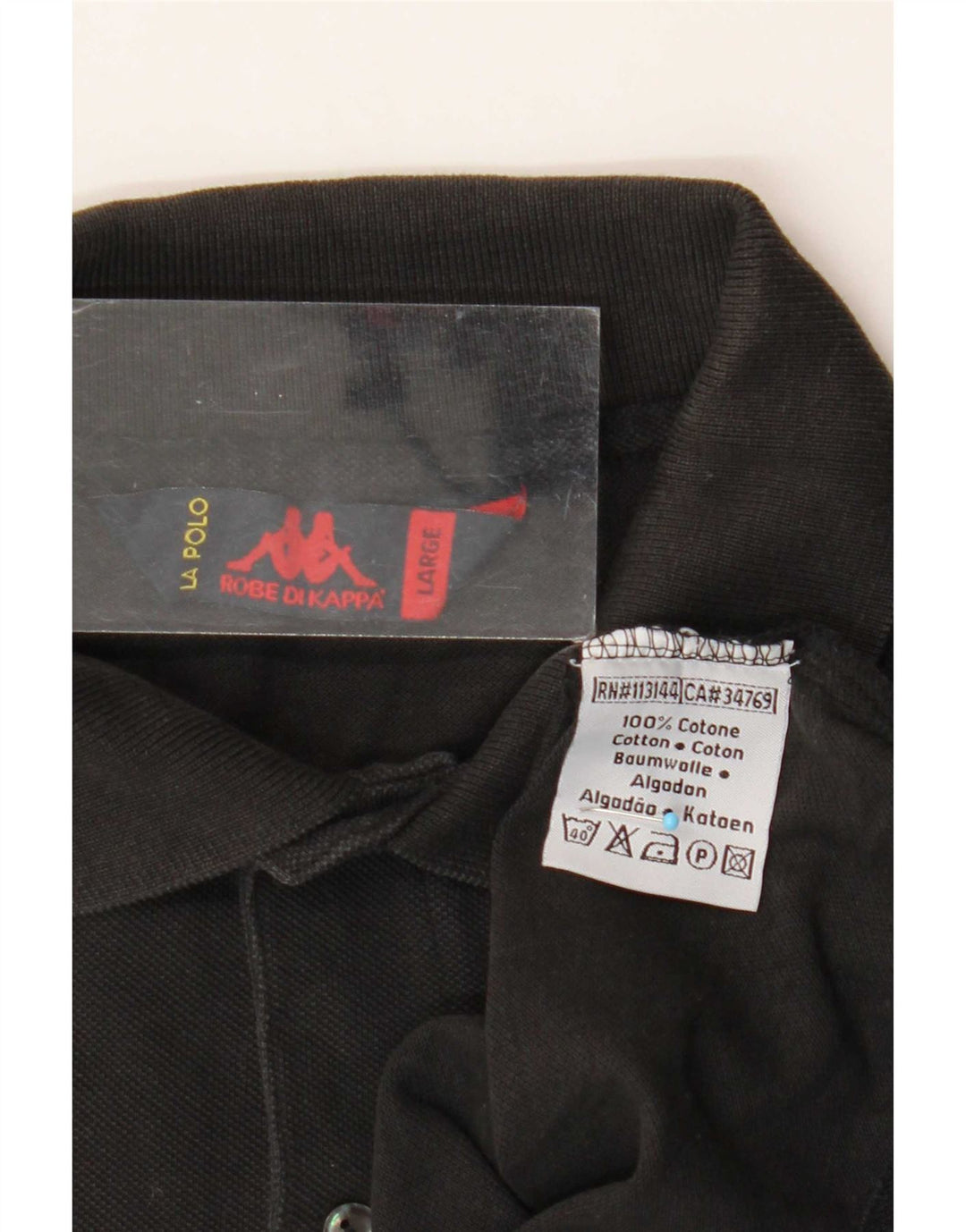 Kappa Polo Hombre Grande Algodón Negro