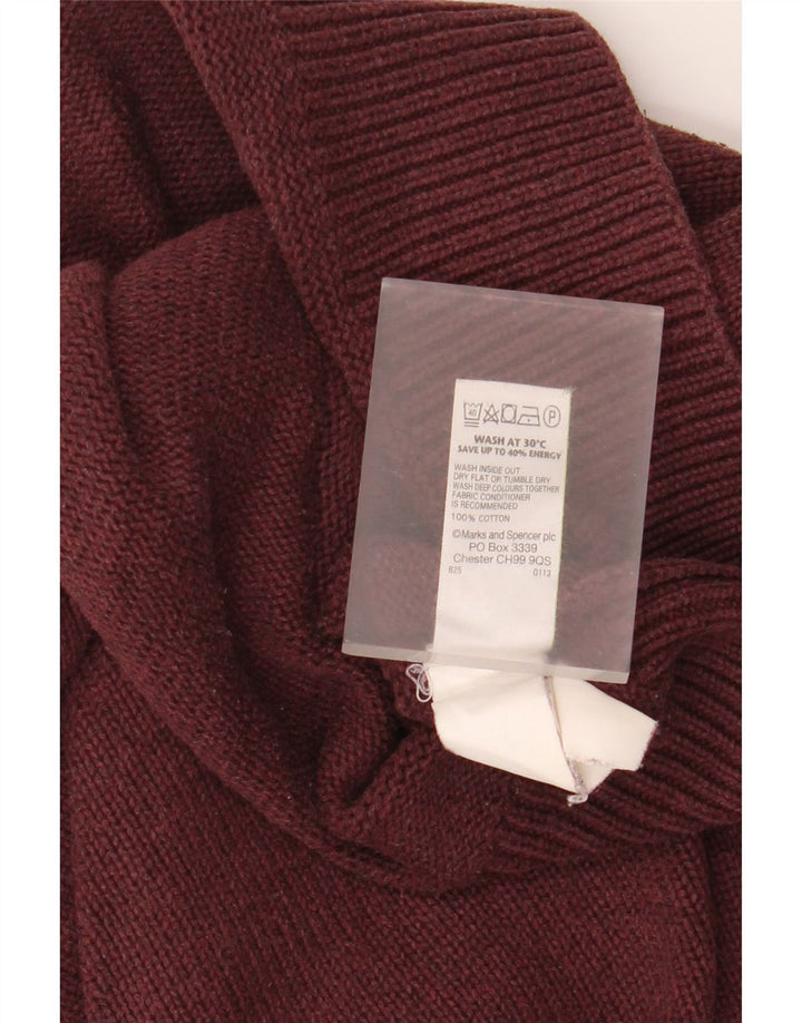 Marks & Spencer Jersey con cuello tipo chal para hombre de algodón burdeos medio