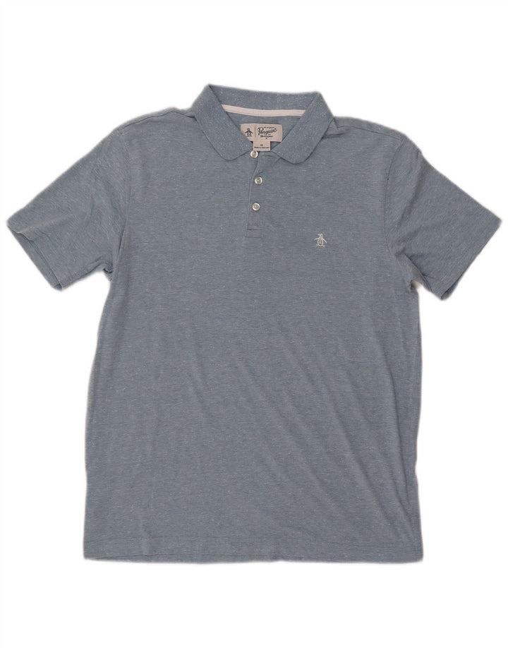 PENGUIN Polo de hombre de algodón moteado azul medio