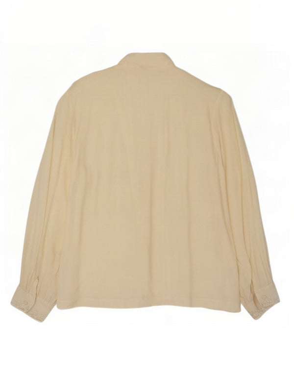 Blusa vintage para mujer IT 42 Seda floral blanca mediana