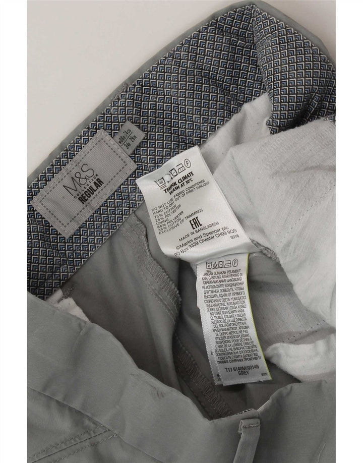 Marks & Spencer Pantalones chinos regulares para hombre W34 L29 Algodón gris