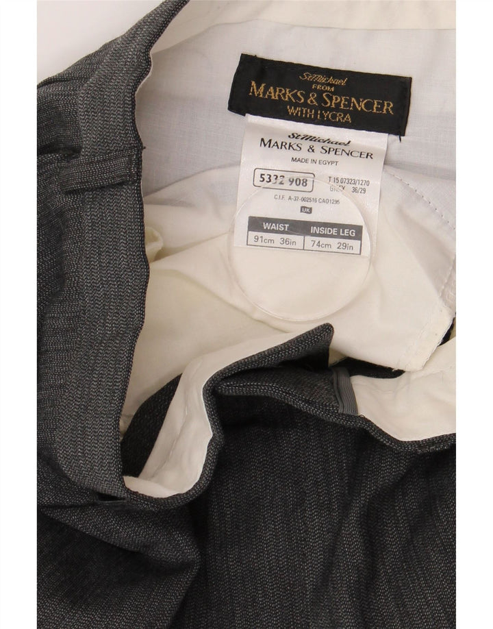 MARKS & SPENCER Pantalón chino recto para hombre W36 L29 Poliéster gris