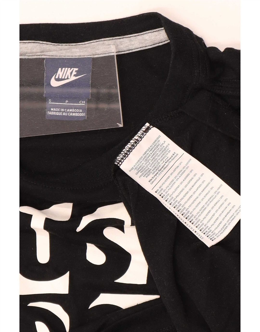 Nike Camiseta corta extragrande con gráfico para mujer UK 10 Small Poliéster negro
