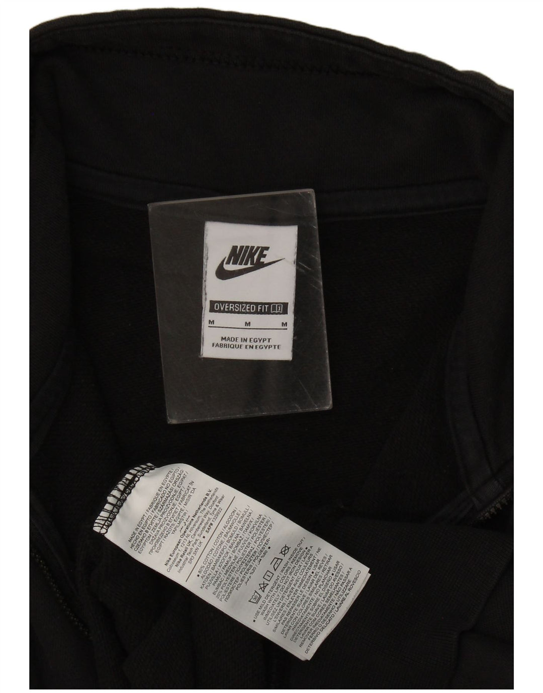Nike Sudadera con cuello con cremallera y gráfico extragrande para mujer, talla 44, color negro