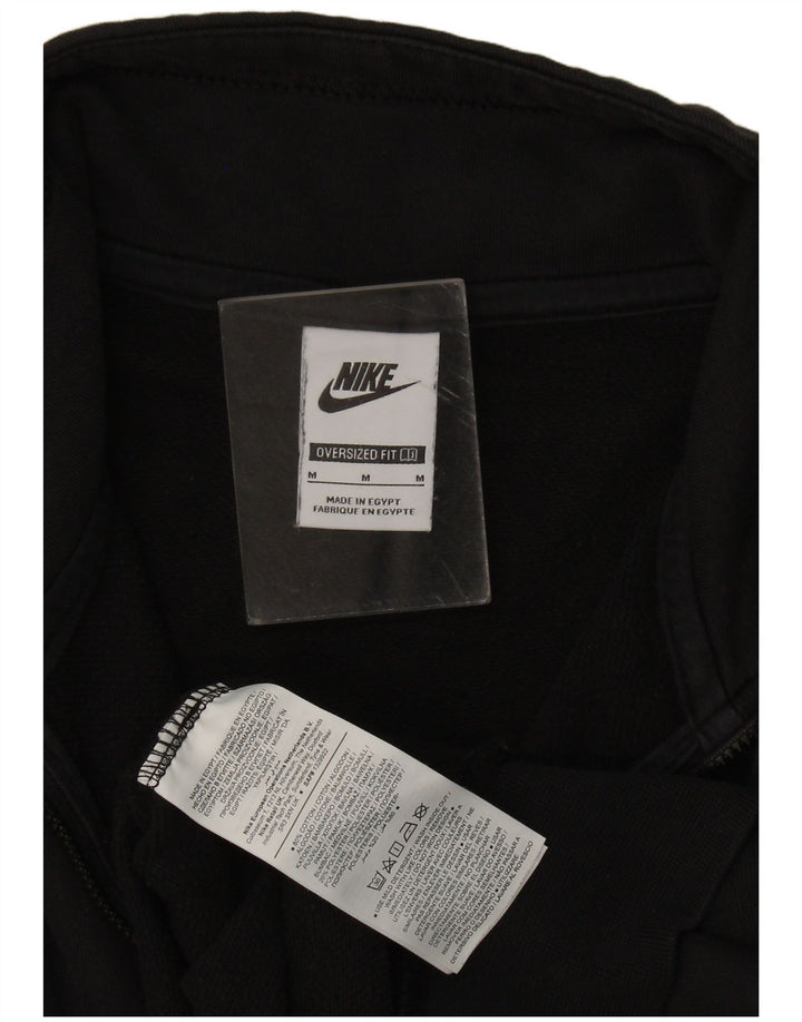 Nike Sudadera con cuello con cremallera y gráfico extragrande para mujer, talla 44, color negro