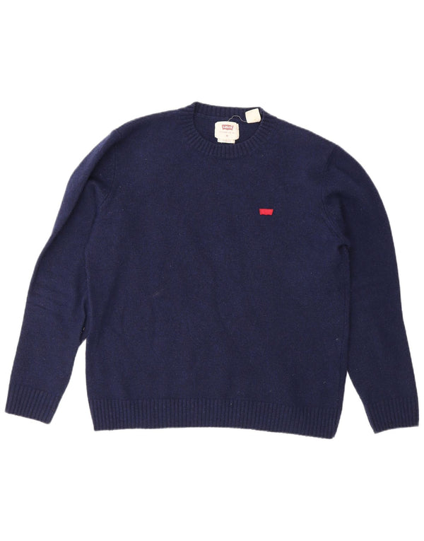 Levi's Suéter tipo jersey con cuello redondo y ajuste estándar para mujer UK 44 Azul marino mediano