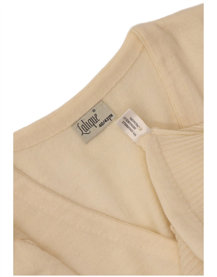 Vintage mujer Cardigan suéter EU 40/42 medio de lana blanca