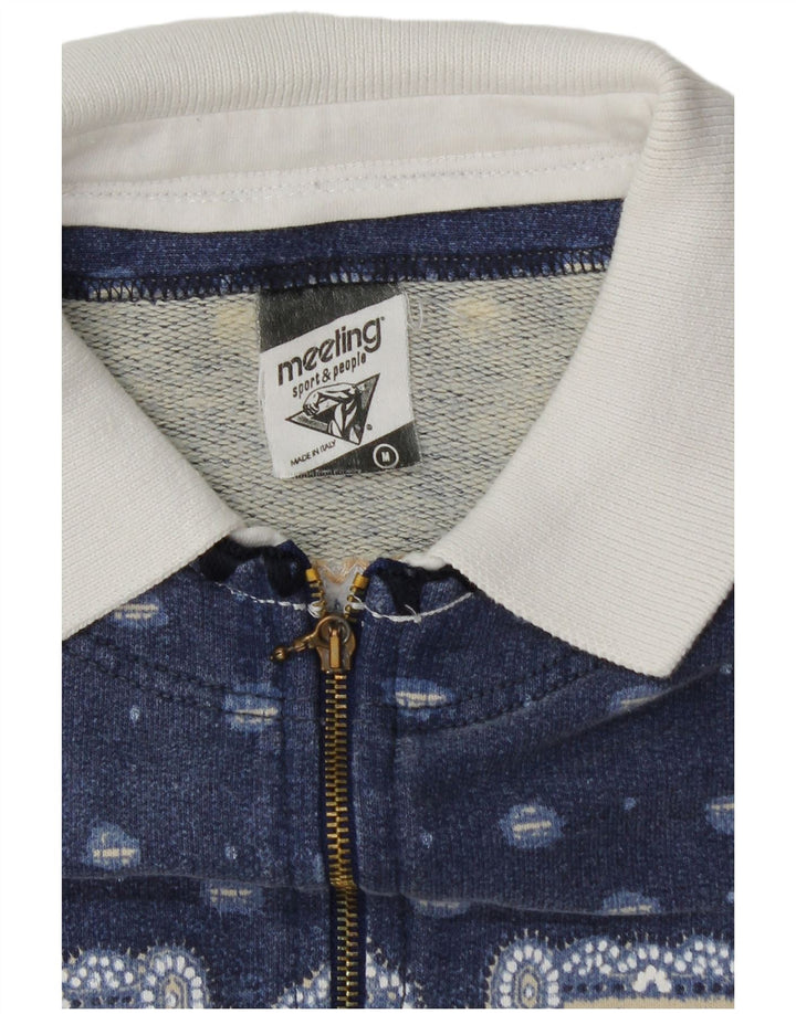 Meeting Hombre Polo Cuello Sudadera Jumper Azul Medio Patchwork