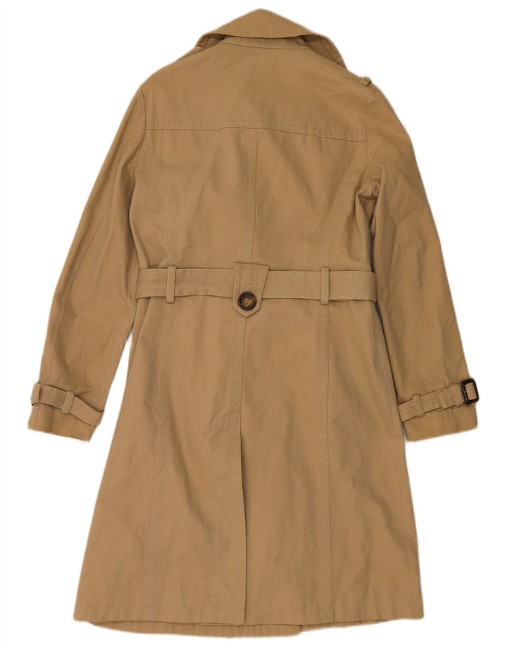 Zara Mujer Gabardina De Doble Botonadura UK 44 Algodón Beige Medio