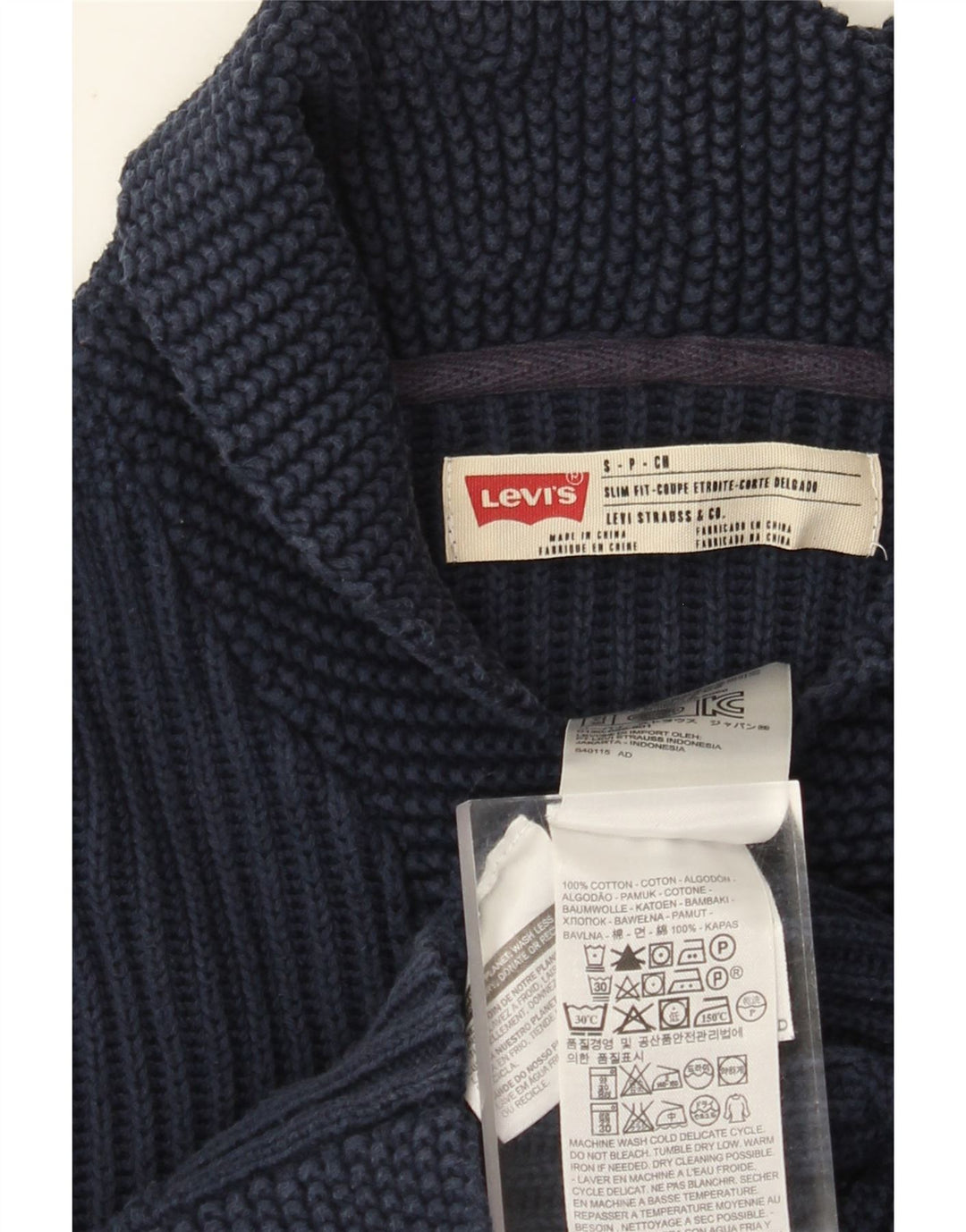 Levi's Suéter tipo cárdigan ajustado para hombre pequeño de algodón azul marino