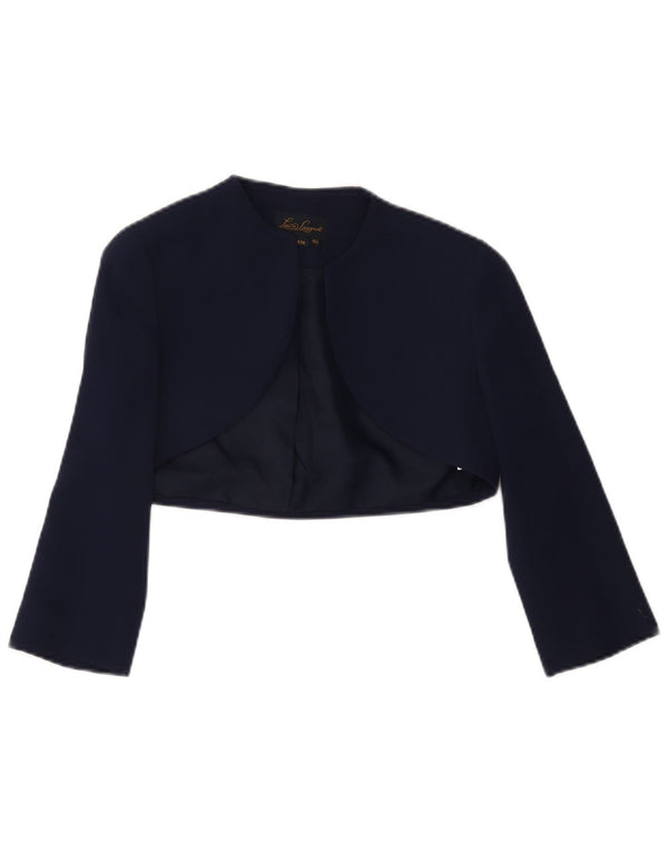 Luisa Spagnoli Womens 3/4 Sleeve Open Bolero Jacket IT 40 Small Navy Blue